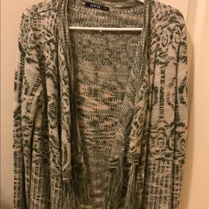 Green and cream cardigan